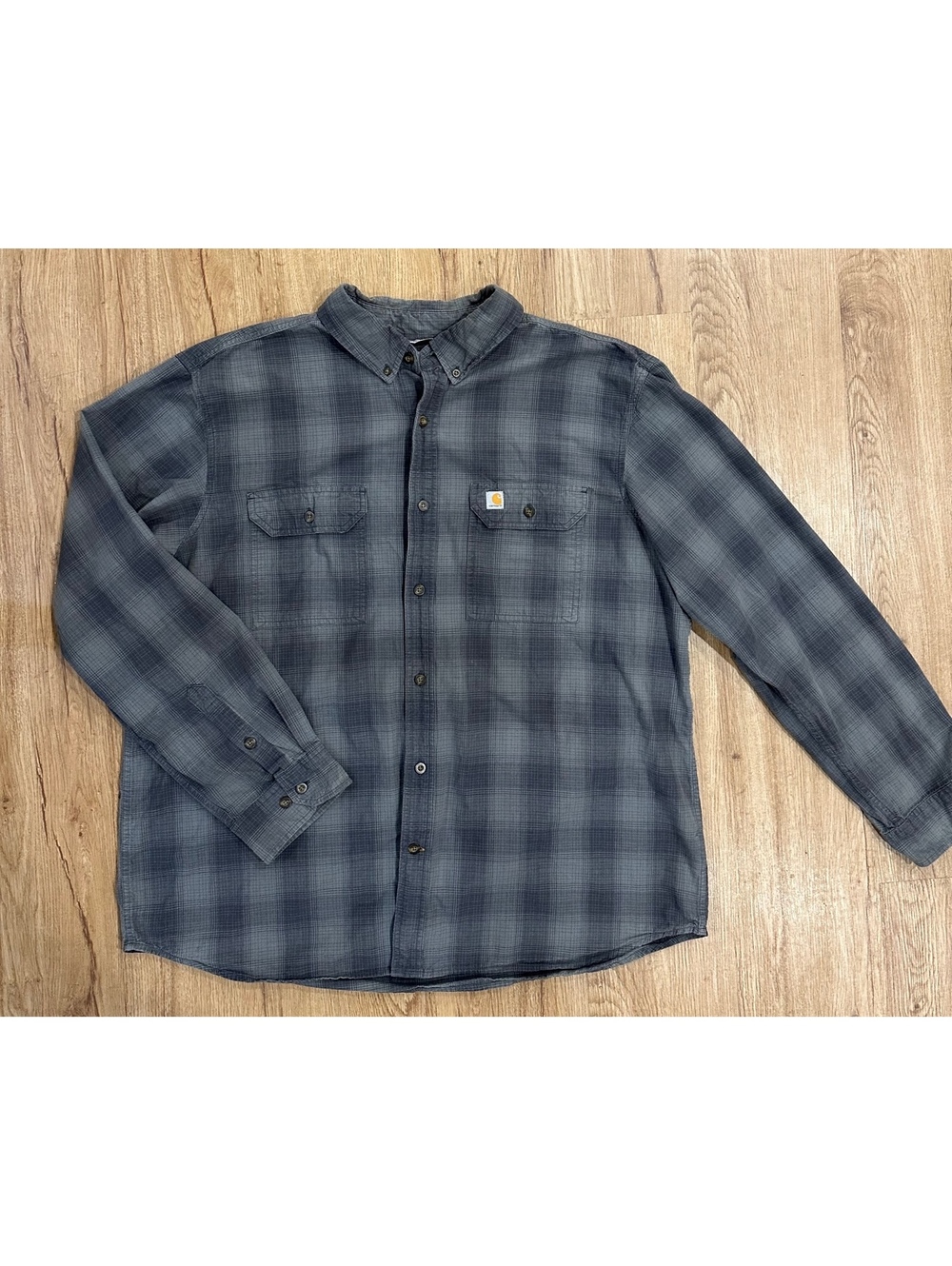Carhartt Men’s Gray Plaid Long Sleeve Button Up
